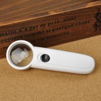 15倍手持式玻璃放大镜带双灯看书读报可查看电路芯片维修户外科考 真玻璃镜片放大镜(不带电池)