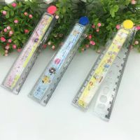 6支装学生卡通15CM直尺多功能带迷宫折叠尺30CM折尺可爱波浪尺子 3支不同颜色