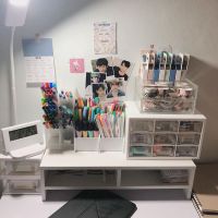 ins简约双层电脑显示器增高架 学生宿舍桌面收纳架白色木质收纳架 白色C书架