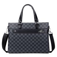 罗德袋鼠男士手提包新款时尚商务休闲公文包单肩包斜挎包男包背包 黑色手提包(单包无赠品)