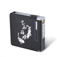 (USB充电烟盒打火机)20支装创意金属自动弹烟烟盒防风打火机 019 充电款 家和福顺