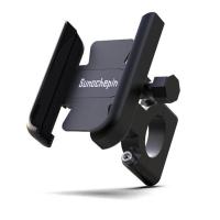 铝合金摩托车手机支架可充电防震防水车载导航支架踏板车支架 车把固定[铝合金] 黑色[不充电]