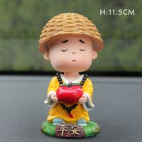 车内装饰摆件车载香薰香水汽车摆件一鹿平安时尚可爱汽车装饰用品 摇头(平安和尚)单个