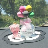 车内饰品摆件个性创意漂亮可爱气球汽车用品小车上装饰女车载香水 粉熊+彩香薰瓶气球摆件+茶花垫