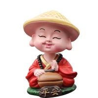 车载摆件车内装饰品摇头和尚一路平安鹿车载创意高档车饰用品大全 摇头平安和尚 [送双面胶]