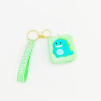 迷你硅胶零钱包可爱卡通硬币包韩版钥匙包耳机包学生女生日礼物 绿色小恐龙[带钥匙扣]