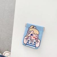 学生小清新收纳袋少女心零钱包milkjoy卡通耳机包弹片款通用型 蓝色 棒棒女孩