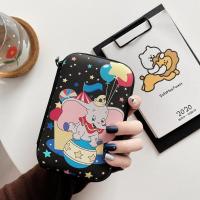 移动硬盘收纳盒大容量充电宝保护套电源拉链包便携式多功能手包女 黑底小飞象