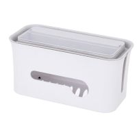 电线收纳盒 电源线插线板充电器电脑线网线整理盒 插座插排集线盒 白盒灰盖