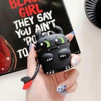 可爱情侣龙夜煞光煞苹果Airpods1/2代蓝牙耳机保护套卡通黑白软壳 夜煞+尾巴挂饰[保护套] 苹果AirPods1/