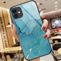 潮牌大理石纹苹果11手机壳iPhone12/xs玻璃7/8plus情侣6s/xr套pro 蓝色-大理石[玻璃壳]单壳 苹
