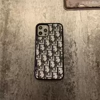 潮牌11Pro苹果7P手机壳12mini大牌皮质8Plus保护套XSMAX软D字母XR 黑色-单手机壳 苹果12/12P