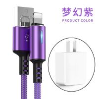 苹果充电器数据线iPhone6s/7plus/8pX/X/ipadS通用快充灯光充电线 【紫罗兰】带灯 【1.2米】数据