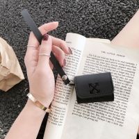 ins潮流大牌标志适用Airpods Pro保护套1/2/3代pro苹果蓝牙无线耳 3代皮质耳机套 黑皮纹-off wh