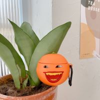 创意搞怪表情橘子Airpods1/2代保护套苹果无线蓝牙耳机Pro3收纳盒 坏笑橘子+挂钩 Airpods1/2代