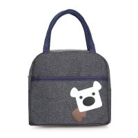 帆布便当包饭盒袋手拎装午餐包上班带饭的手提袋子加厚小学生饭袋 灰色小狗