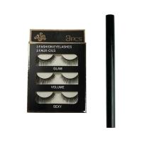 新品假睫毛自粘浓密卷翘持久眼线笔防水防汗持久反复使用 3对装+神奇眼线笔