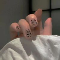 假指甲贴片秋冬可拆卸仙女款穿戴甲片成品晶石猫眼豹纹指甲贴 豹纹猫眼短甲 小号
