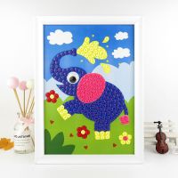 儿童创意纽扣粘贴画DIY材料包幼儿园手工制作益智玩具扣子钻石画 大象 A4彩图(无相框)+全套材料