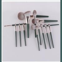 绿云沧州14支化妆刷套装全套超柔软高颜值粉底眼影刷便携收纳桶 黛绿14支-裸刷