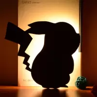 创意LED皮卡丘猫咪剪影感应灯 动物造型墙壁装饰小夜灯起夜喂奶 经典款皮卡丘