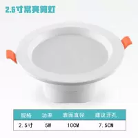 LED消防应急筒灯天花灯楼道嵌入式射灯5W停电应急筒灯led应急射灯 常亮:普通筒灯2.5寸5w开孔7.5cm