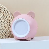 新款萌宠卧室迷你小夜灯三挡调光USB充电柔光温馨护眼灯触摸床头 三档变色调光/小熊粉色