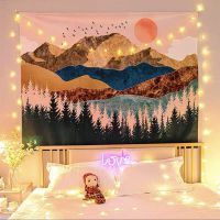 [特价]背景布宿舍墙布房间装饰ins挂布卧室床头布置挂毯 浅巧克力色 日落时分 026 75*100cm(安装包)