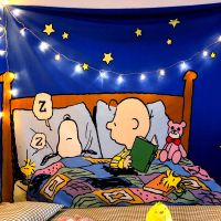 史努比挂布背景布墙布卧室床头ins宿舍风装饰儿童房间布置卡通 史努比 95*73送安装包