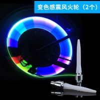 自行车风火轮七彩气嘴灯气门灯山地车车轮灯夜骑轮胎灯装饰灯配件 感震变色款（一对）不送电池