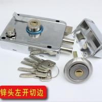 老式外装门锁大门家用铁门木门房门锁通用型防盗门不锈钢防撬锁具 锌头 切边 左开 35-50mm 通用型 带钥匙