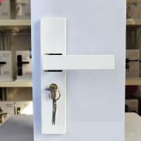 欧式门锁家用通用型卧室钢木门锁室内黑色房门锁静音把手锁具配件 B款整套锁