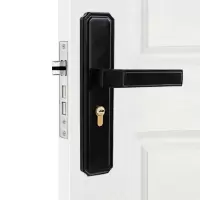 室内卧室门锁家用通用型静音门把手房间实木门锁具简约磁吸锁具 雅黑[小50静音]