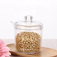 亚克力有机玻璃辣椒油罐 味精盐塑料糖盒 五香粉调味瓶调料缸套装 凸盖调味罐 配勺