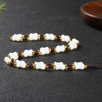 和田玉白玉吊坠挂绳手工编织项链绳子男女士翡翠玉佩金挂坠挂件绳 款式01 咖线白花瓶