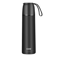 希乐保温杯大容量不锈钢水杯男女士儿童学生可爱户外水壶便携杯子 黑色