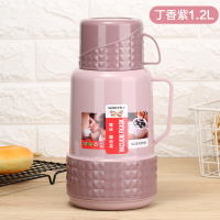 保温壶玻璃内胆保温杯家用户外车载暖壶大容量便携旅行热水瓶暖瓶 (丁香紫)1.2升