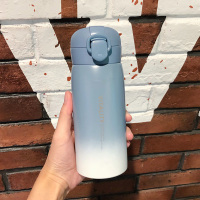 保温杯女学生大容量水杯便携可爱个性儿童少女简约清新森系男杯子 蓝渐变/380ml