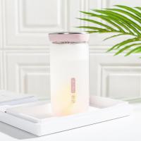 天天喝磨砂玻璃杯便携带把手办公水杯带盖过滤网女可爱印花茶杯子 磨砂款粉420ml(无手柄)