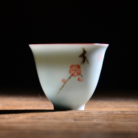 永利汇 景德镇手绘品茗杯 陶瓷功夫小茶杯个人主人杯花神单杯茶具 梅花(手绘花神杯)