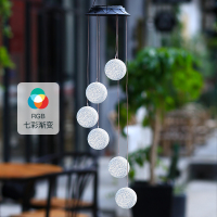 太阳能风铃灯阳台露台装饰吊灯户外防水花园庭院景观布置彩色挂灯 米粒球--彩色