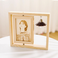 毕业季礼物生日女生送女友男友朋友老师闺蜜纪念diy手工父亲节 旋转相框-6寸-编制灯