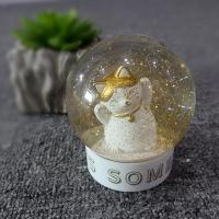 飘雪水晶球办公桌摆件装饰品创意女孩朋友闺蜜儿童生日礼物送女友 招财猫
