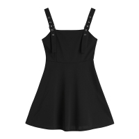 MSHI CLUB炸街机能显瘦小黑裙套装女复古格纹罩衫+吊带连衣裙夏款 小黑裙单件 S
