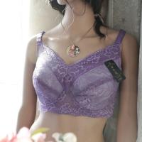 大胸显小文胸薄款大码F杯全杯内衣110H胖MM无海绵胸罩纹胸超大杯 紫色 75B