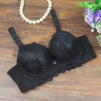 少女士6cm加厚款有钢圈聚拢文胸罩奶罩a杯小胸8cm超厚调整型内衣 黑色(有钢圈) 38/85A