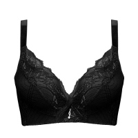 都市内衣女小胸聚拢胸罩无钢圈性感蕾丝丽人调整型收副乳上托文胸 黑色 (单件) 32=70A(上薄下厚)