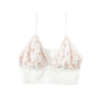 靴下物bralette内衣蕾丝女夏季无钢圈胸罩法式内衣薄款小胸文胸女 仙女白 S