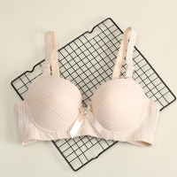 调整型有钢圈聚拢文胸高中学生少女小胸上托防下垂胸罩薄款内衣女 杏色 34/75AB