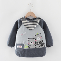 儿童罩衣秋冬长袖防水宝宝吃饭防脏围兜婴儿喂饭衣倒褂小孩反穿衣 1903复古蓝 100(100（建议0-2岁）)